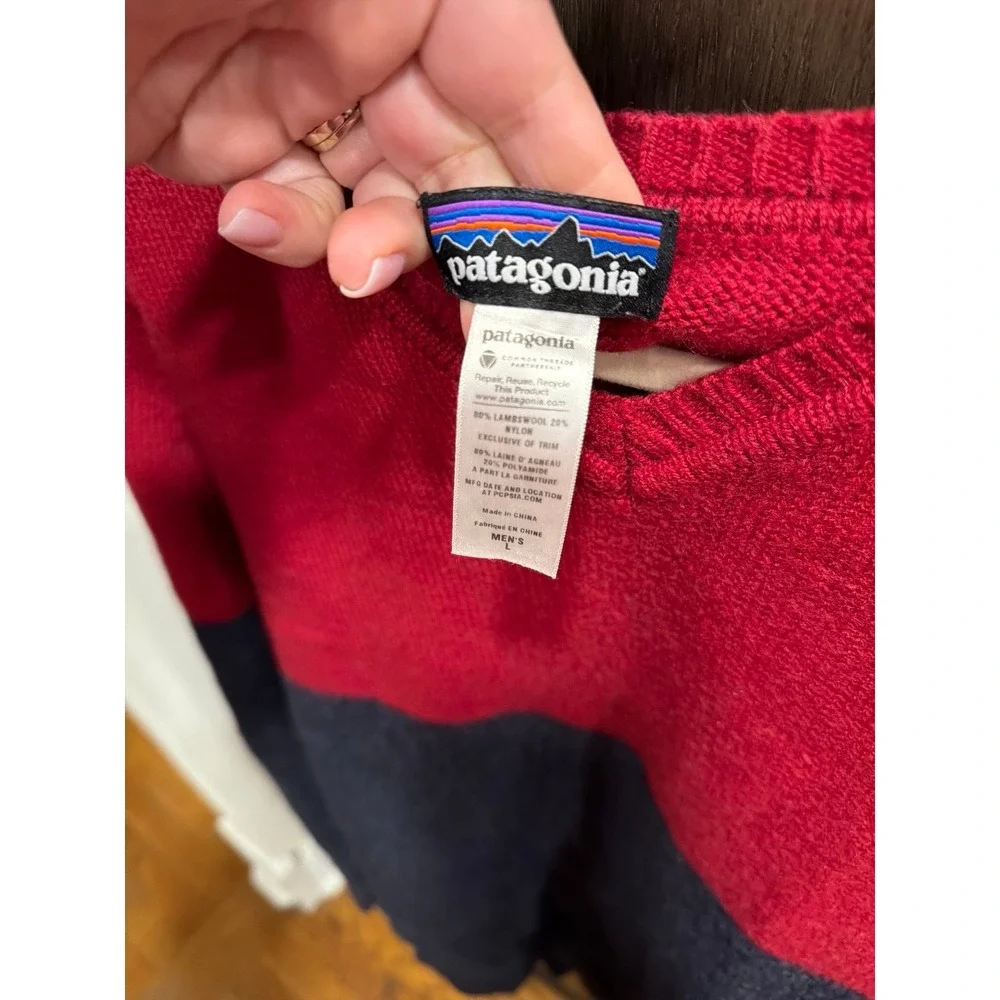 Patagonia Men's large Lambswool‎ V-Neck Sweater